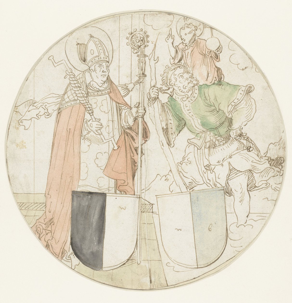 Saints Christophe et Érasme, chacun avec un blason - Hans Sebald Beham (possibly)