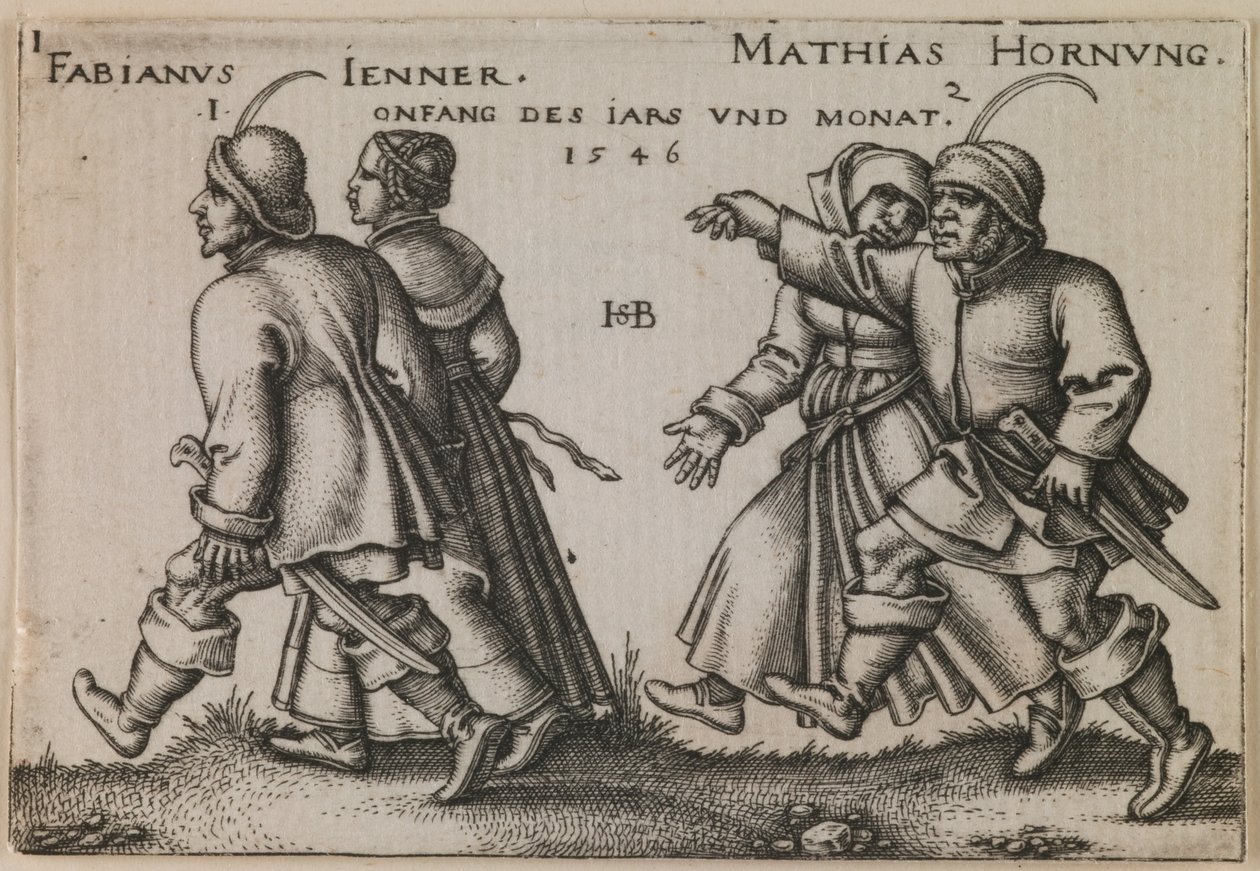 "Janvier et février" de la série "La fête des paysans ou les douze mois". - Hans Sebald Beham