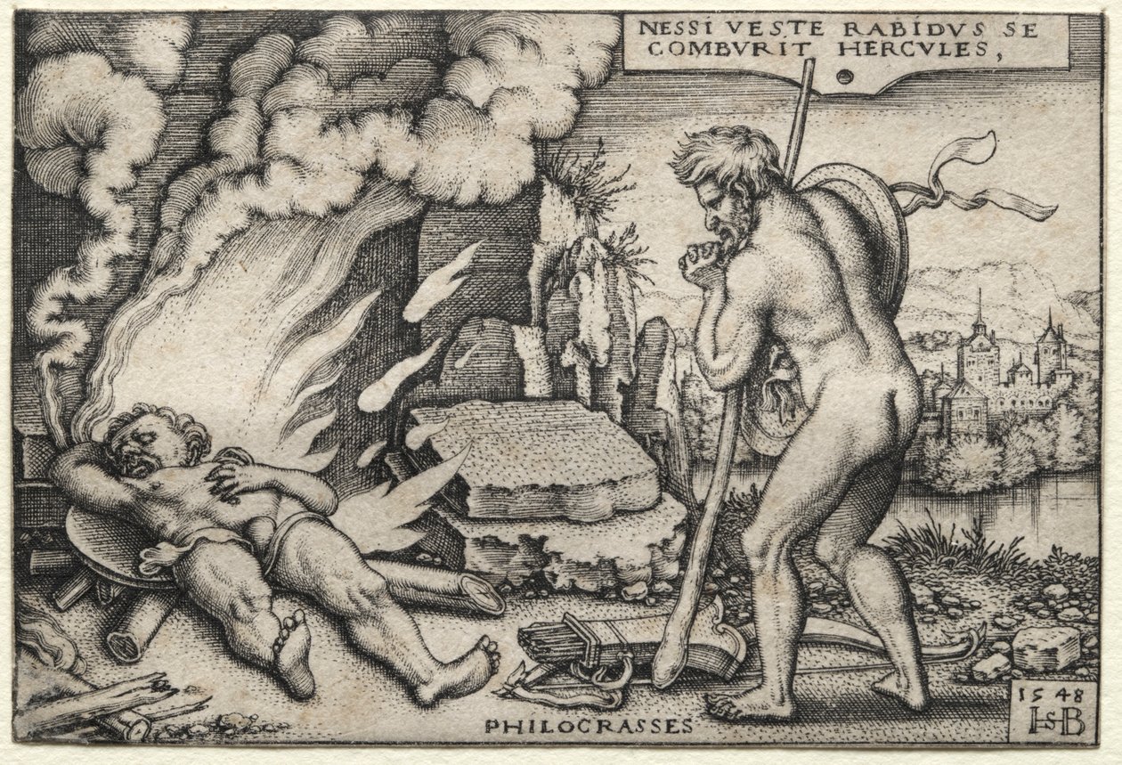 Hercule sur son bûcher, 1548. - Hans Sebald Beham
