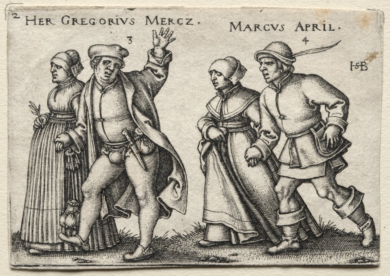 Le mariage villageois: Her Gregorius Mercz / Marcus April - Hans Sebald Beham