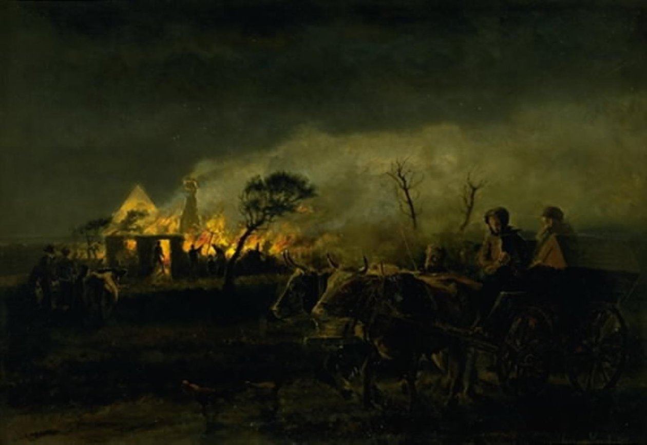 Une ferme en feu | Hans Smidth | Estampe d'art