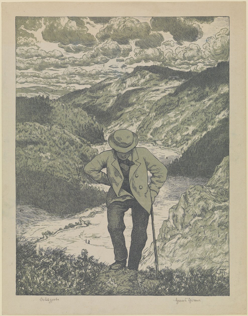 Le randonneur (Meisterblatt) - Hans Thoma