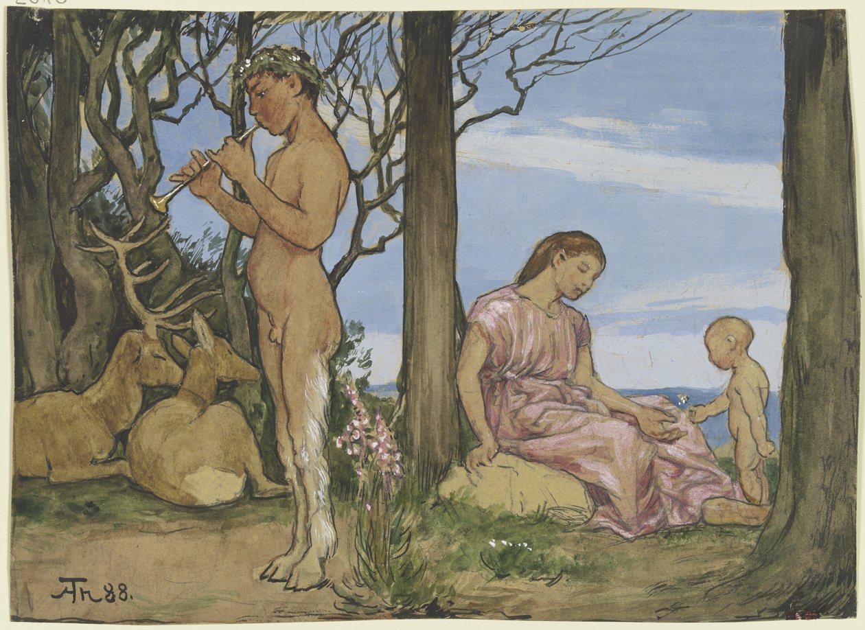 Faune et nymphe - Hans Thoma