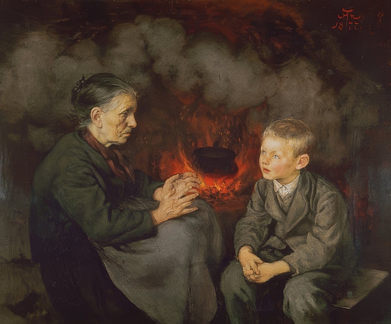 Grand-mère raconte des contes - Hans Thoma