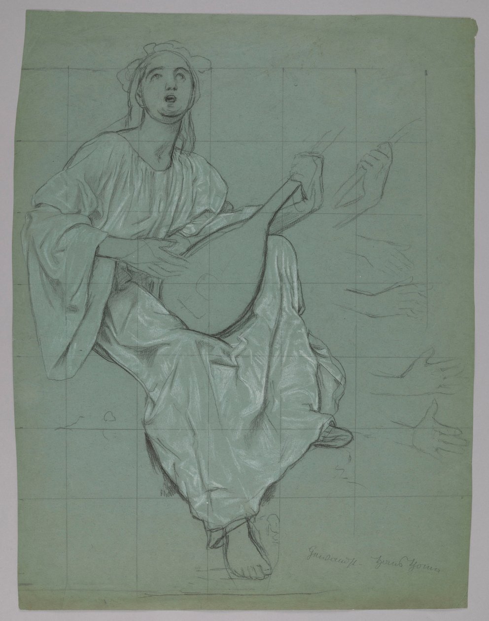 Lutnistka (recto et verso) - Hans Thoma