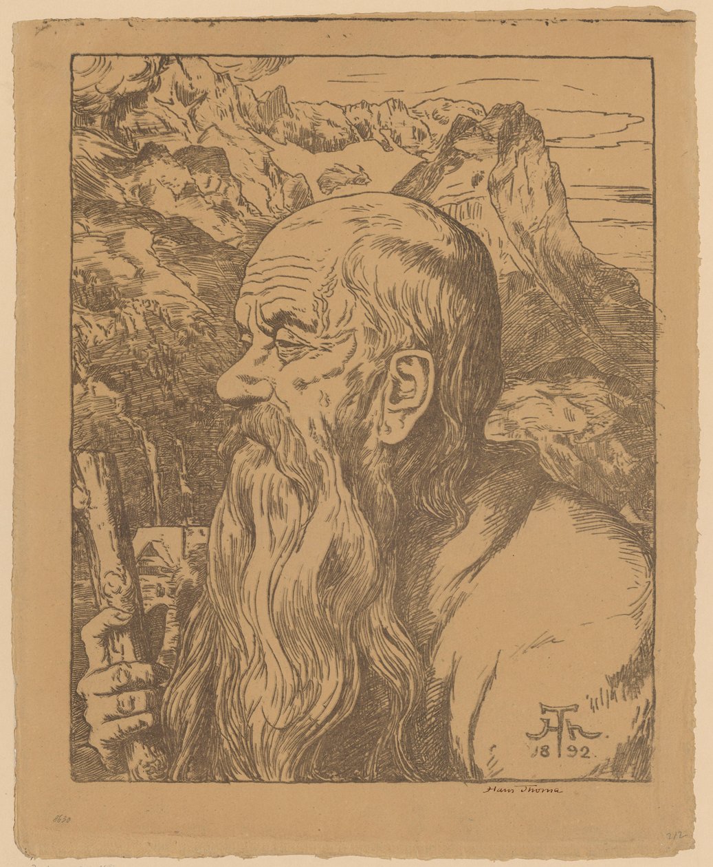 Un vagabond mystique avec les Alpes en toile de fond - Hans Thoma