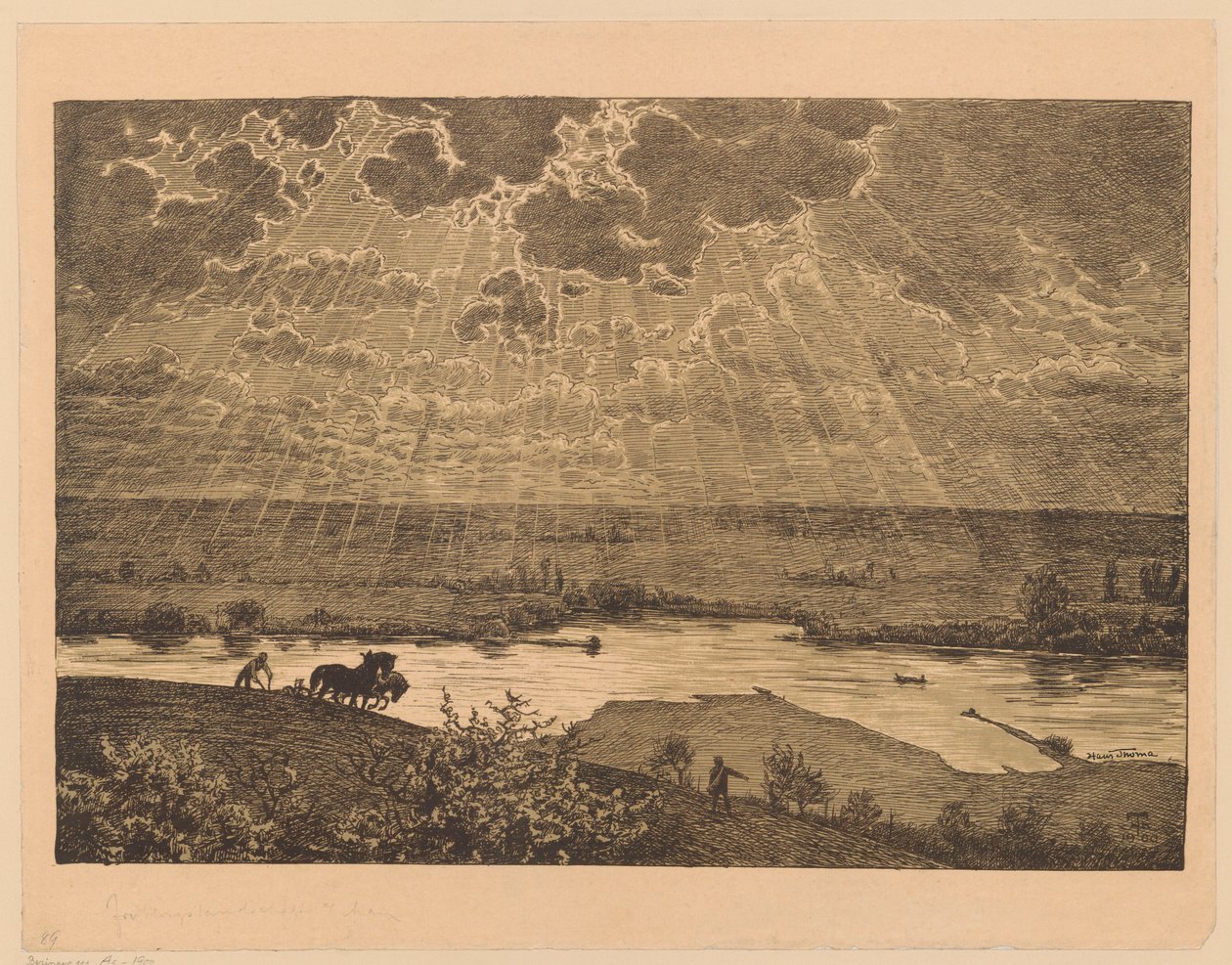 Paysage avec un semeur et un laboureur sur le Main - Hans Thoma