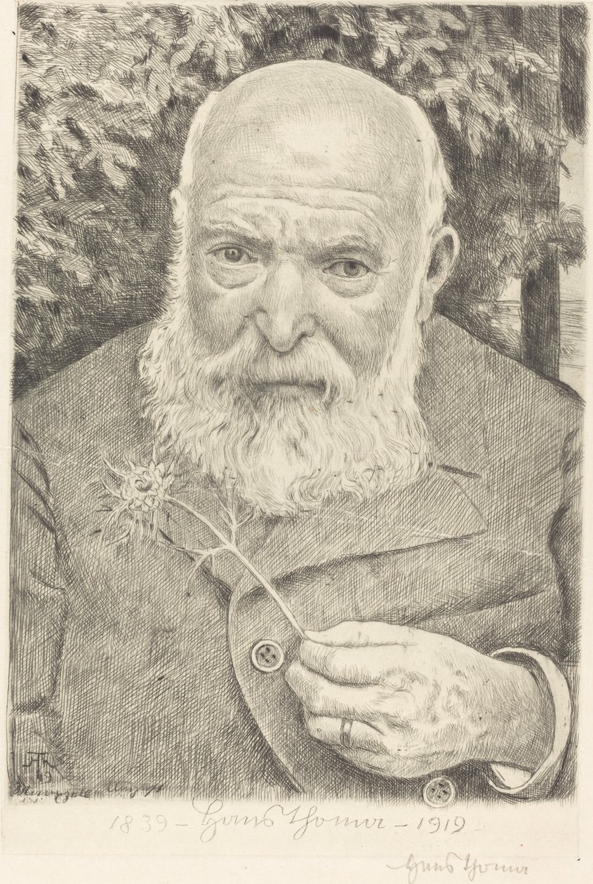 Autoportrait VI avec fleur - Hans Thoma