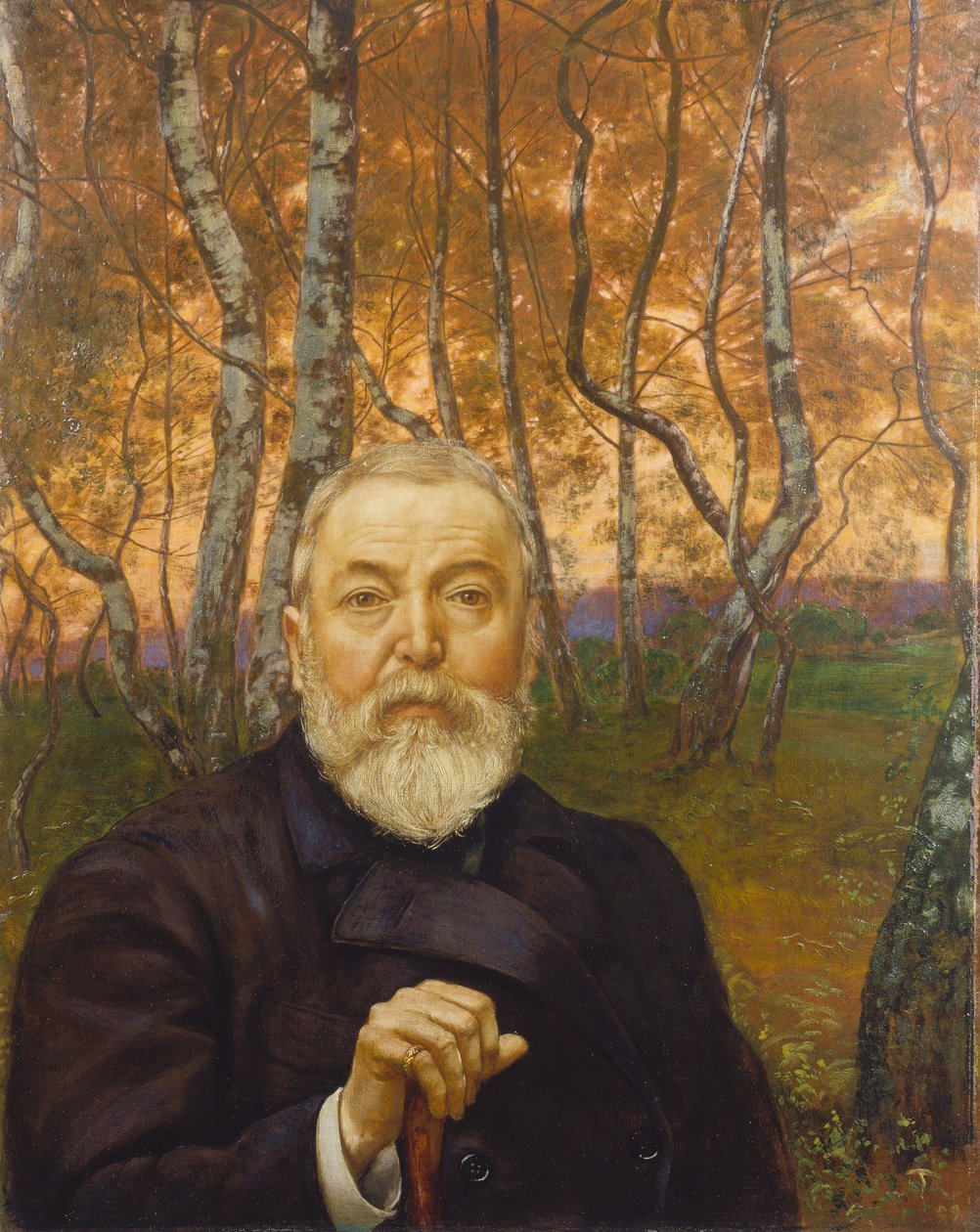 Autoportrait dans un bosquet de bouleaux - Hans Thoma
