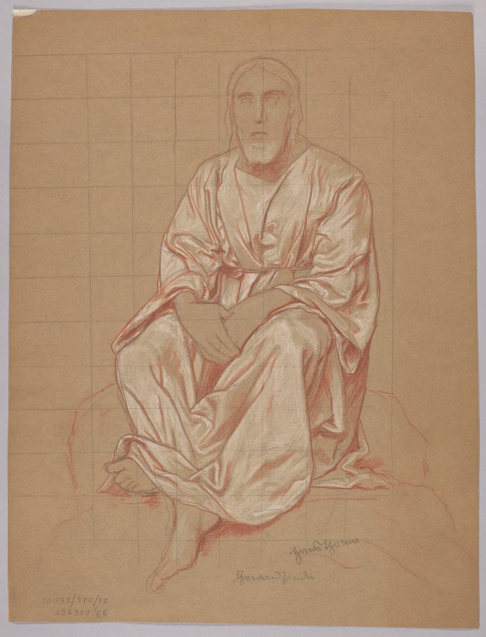 Christ assis, verso : répétition de la même figure - Hans Thoma