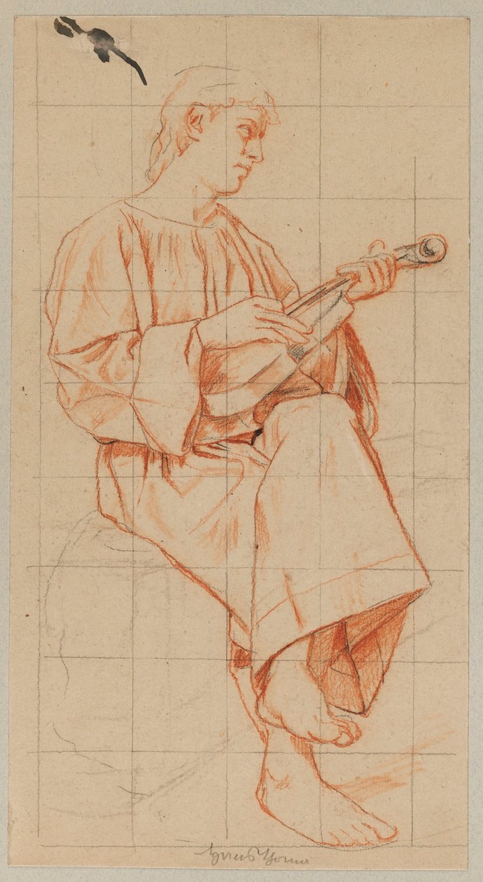 Un homme assis avec un violon - Hans Thoma