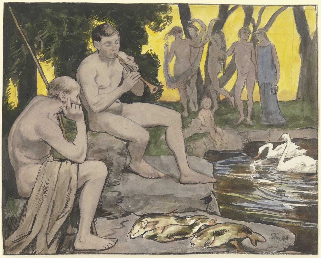 Les Champs Élysées (nymphes dansantes) - Hans Thoma