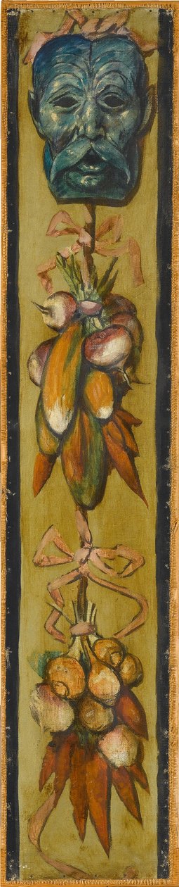 Wandfries aus dem Musiksaal des Hauses Pringsheim, München: Bärtige Maske mit Gemüsebündeln. Rechts von Inv.-Nr. 1917 - Hans Thoma