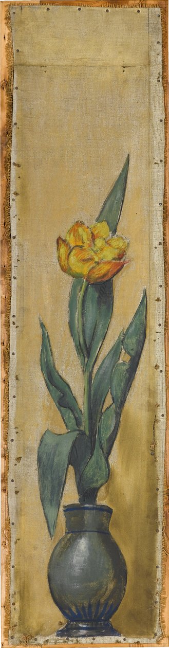Wandfries aus dem Musiksaal des Hauses Pringsheim, München: Vase mit gelber Tulpe. Rechts von Inv.-Nr. 1927 - Hans Thoma