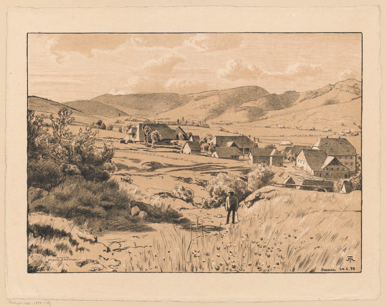 Vue de Bernau avec un randonneur - Hans Thoma