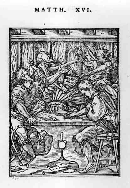 Les Joueurs, de la série La Danse de la Mort, gravé par Hans Lutzelburger (fl.1505-26) c.1526-28 - Hans after Holbein the Younger