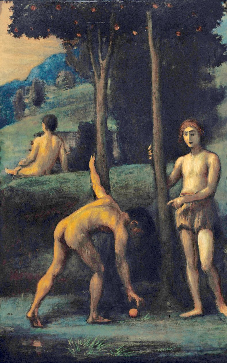 Trois jeunes hommes dans une orangeraie - Hans von Marées