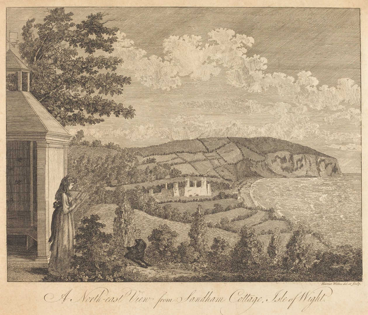 Vue nord-est depuis Sandham Cottage, Île de Wight - Harriet Wilkes