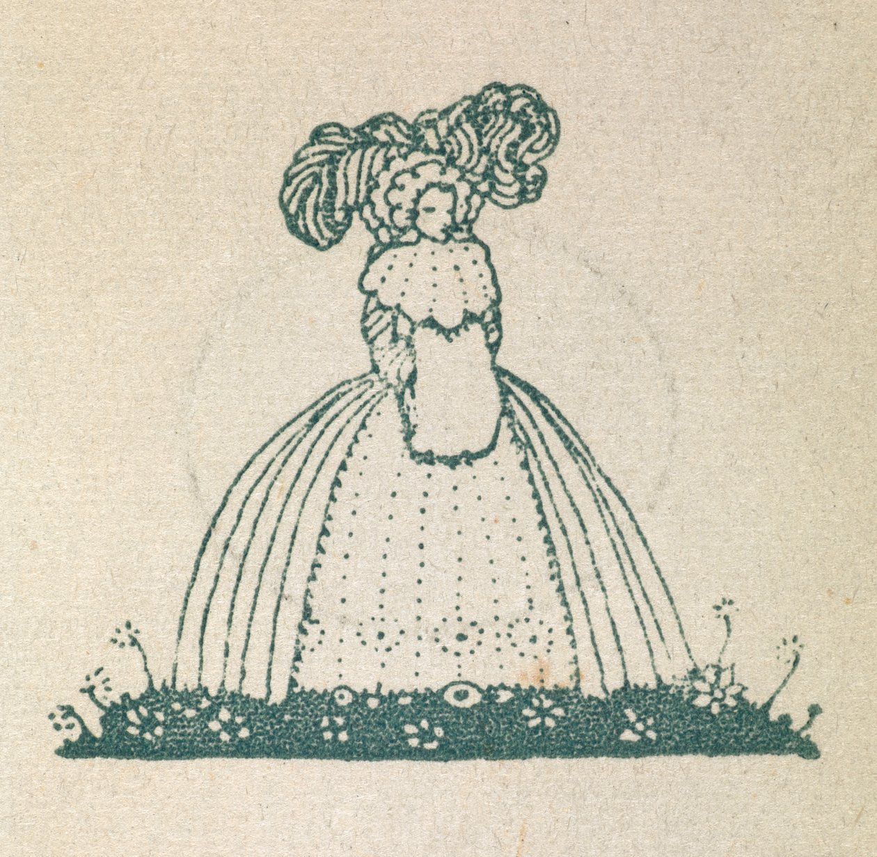 Illustration montrant une femme portant une grande robe - Harry Clarke