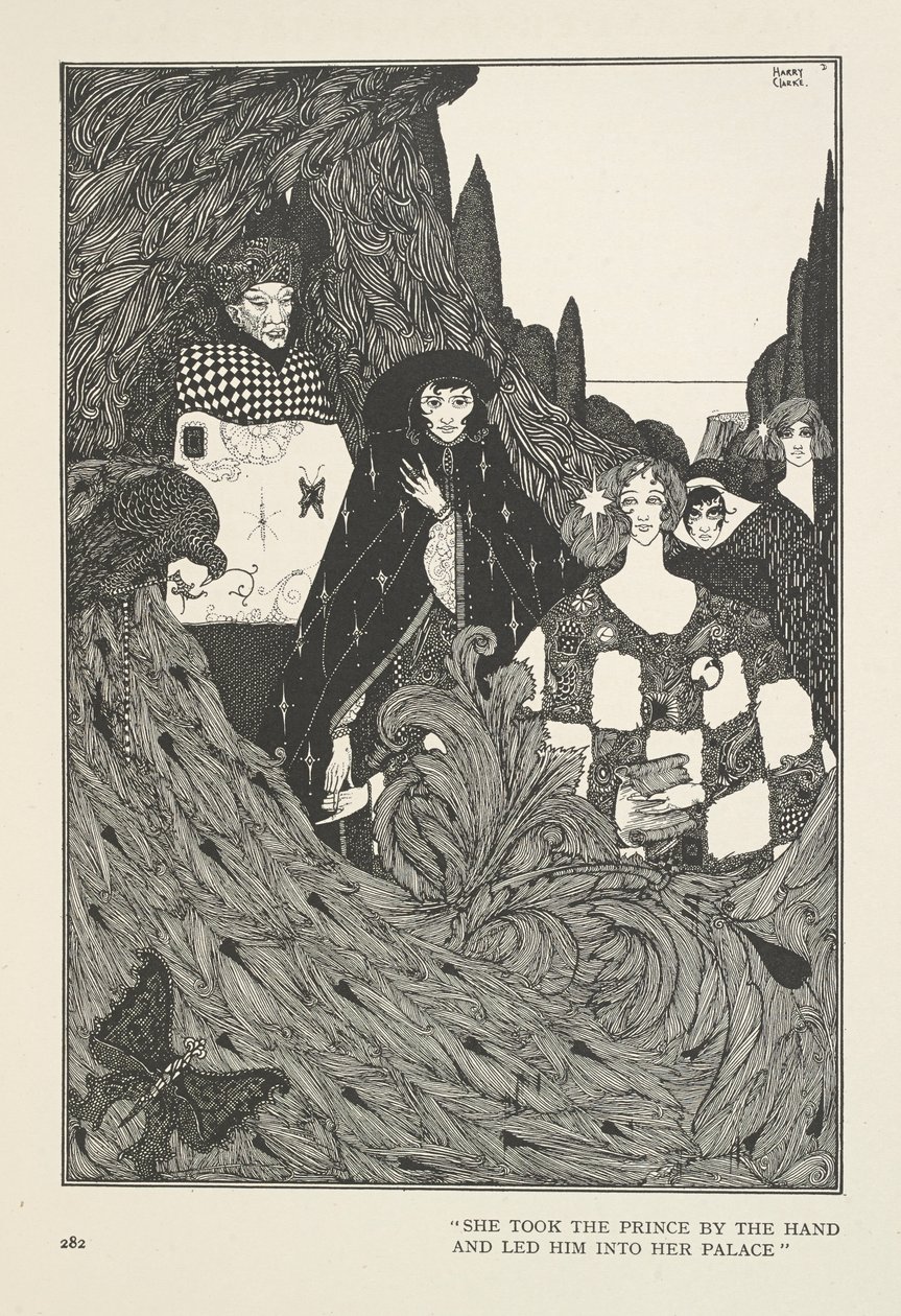 Le Jardin du Paradis. Elle prit le Prince par la main et le conduisit dans son palais. - Harry Clarke
