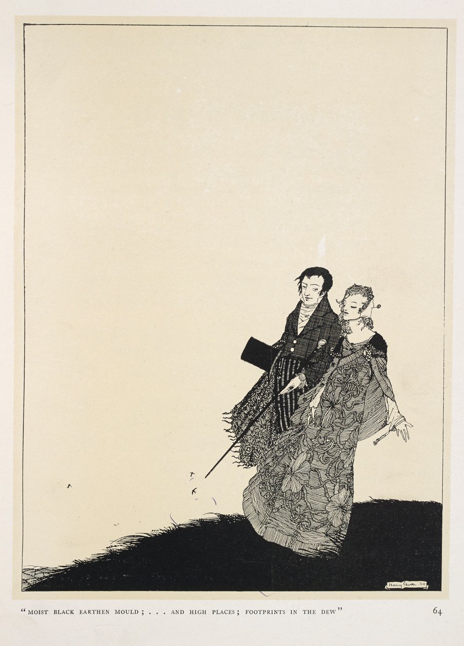 Le Grand Amant. Terre noire humide;... et hauts lieux; empreintes dans la rosée. - Harry Clarke