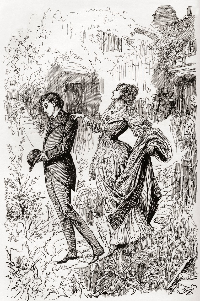 Estella et Pip dans le jardin de Miss Havisham. - Harry Furniss