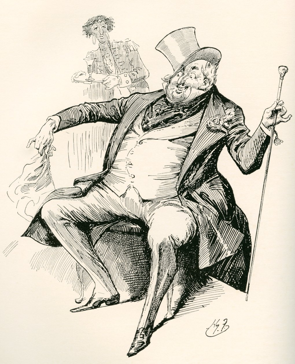 Joey B. Illustration de Harry Furniss pour le roman Dombey and Son de Charles Dickens, de l