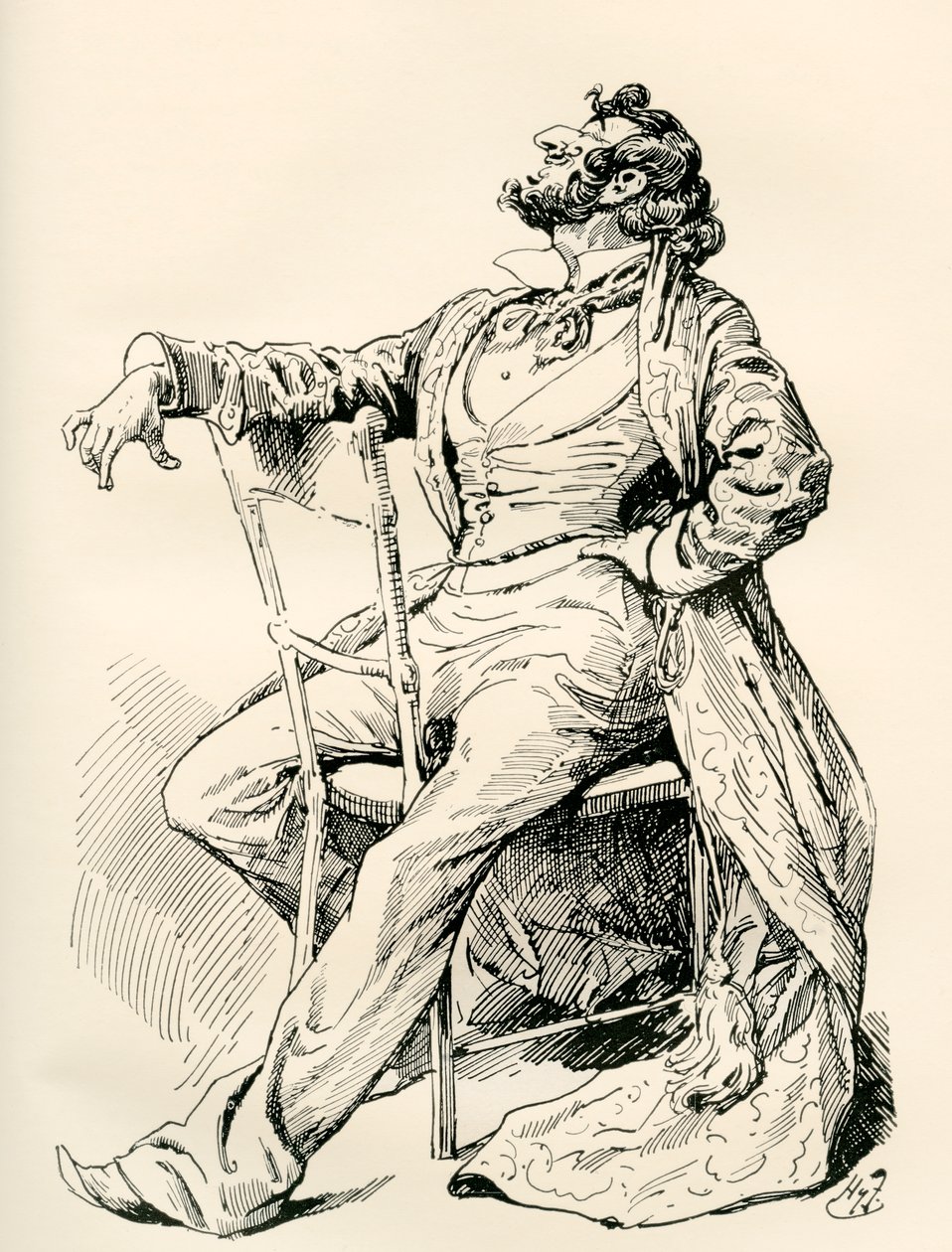 M. Alfred Mantalini. Illustration de Harry Furniss pour le roman de Charles Dickens Nicholas Nickleby, de l