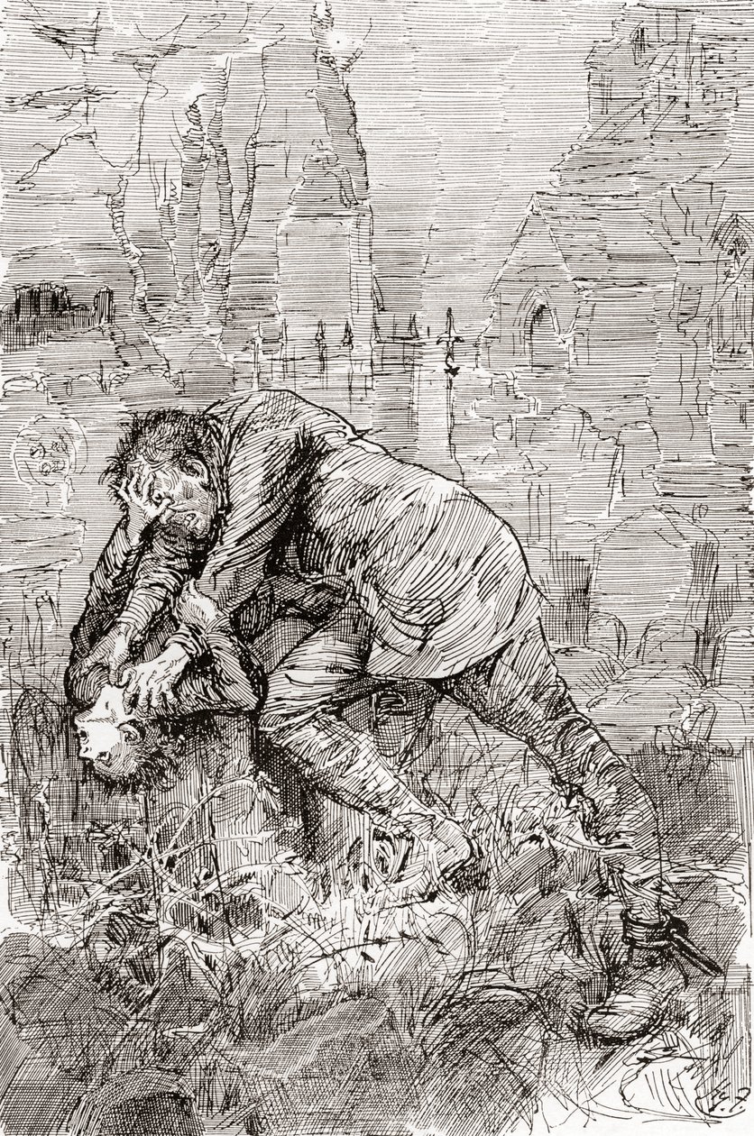 La lutte de Pip avec le forçat évadé - Harry Furniss