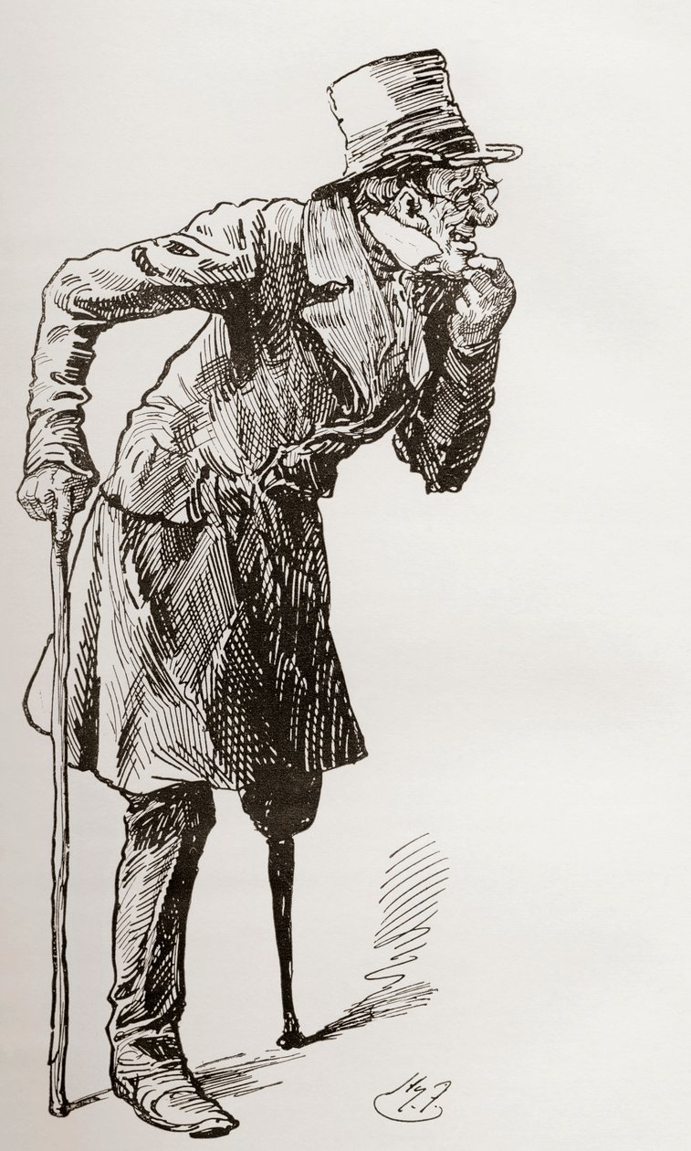 Silas Wegg en route vers le Bower - Harry Furniss
