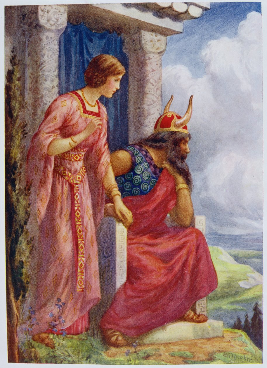 Odin et Frigga" de "Asgard and its King" illustré pour "Children