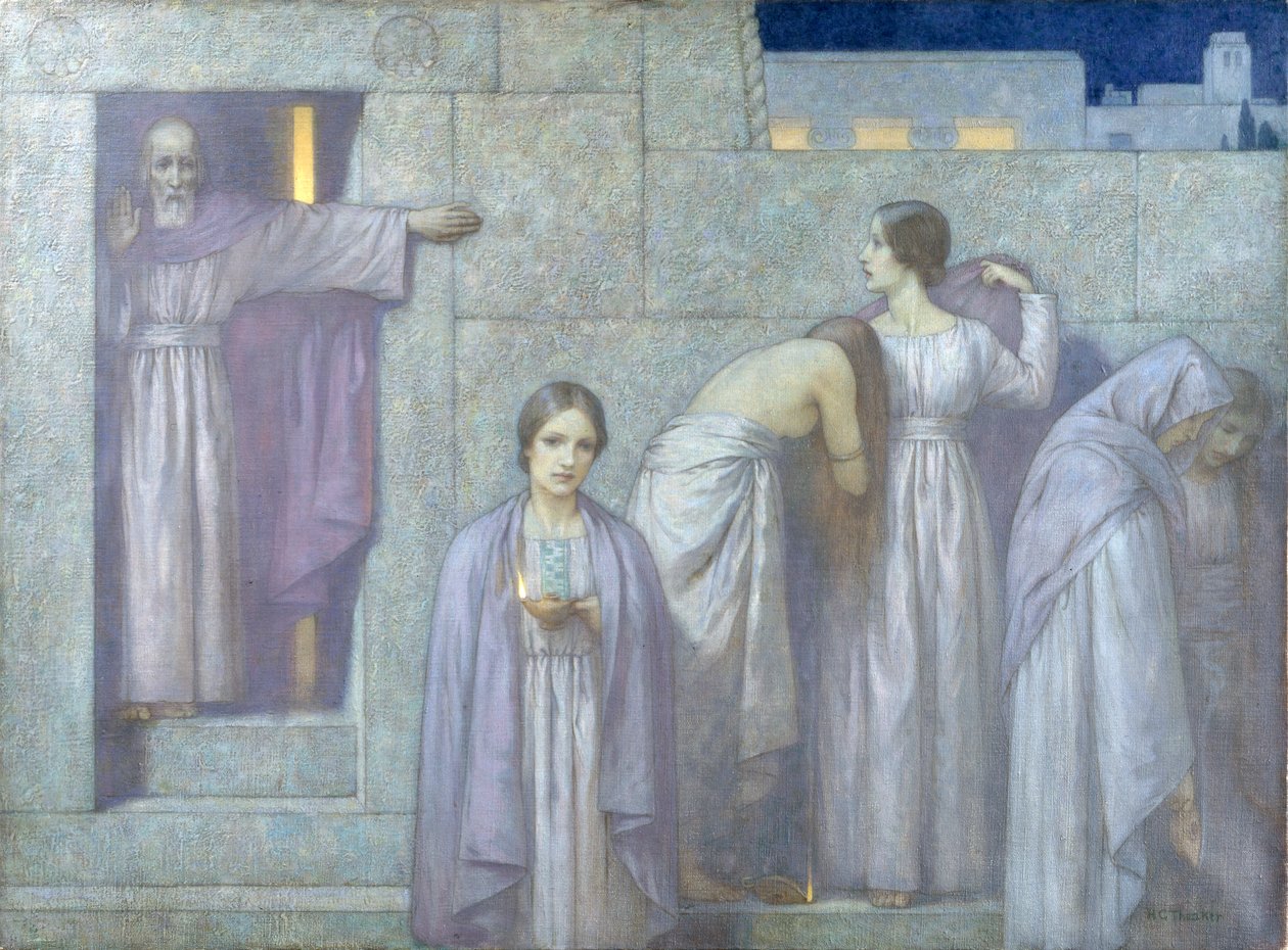 Les vierges sages et les vierges folles (huile sur toile) - Harry George Theaker