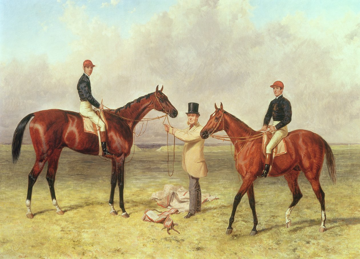 De gauche à droite Lord Lyon, vainqueur du Derby, St. Leger et 2 000 guinées ; Elland, vainqueur du Vase d