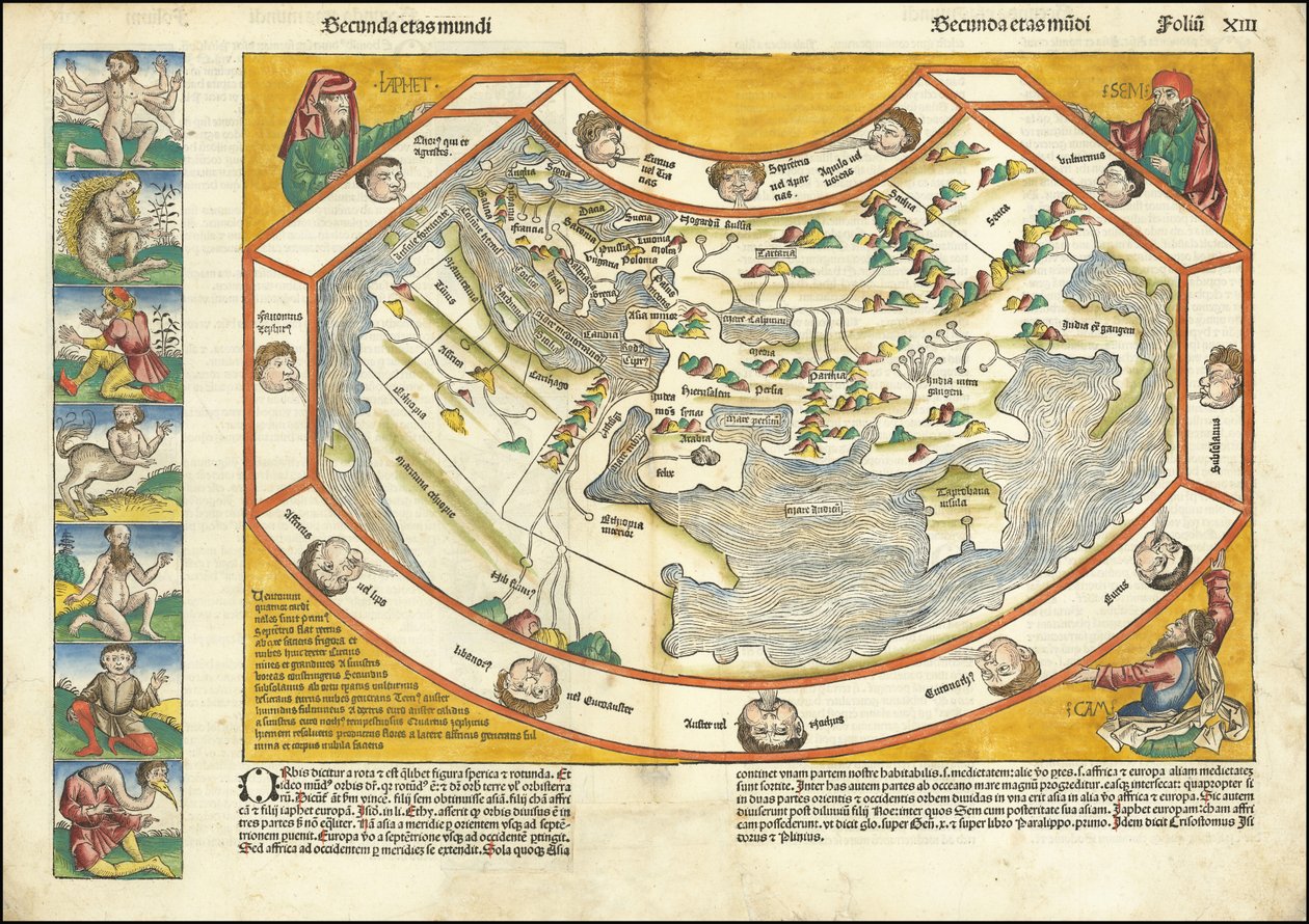 1493 carte du monde - Secunda etas mundi - Hartmann Schedel