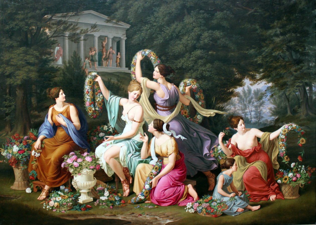 Kranzwinderinnen - Heinrich Anton Dahling