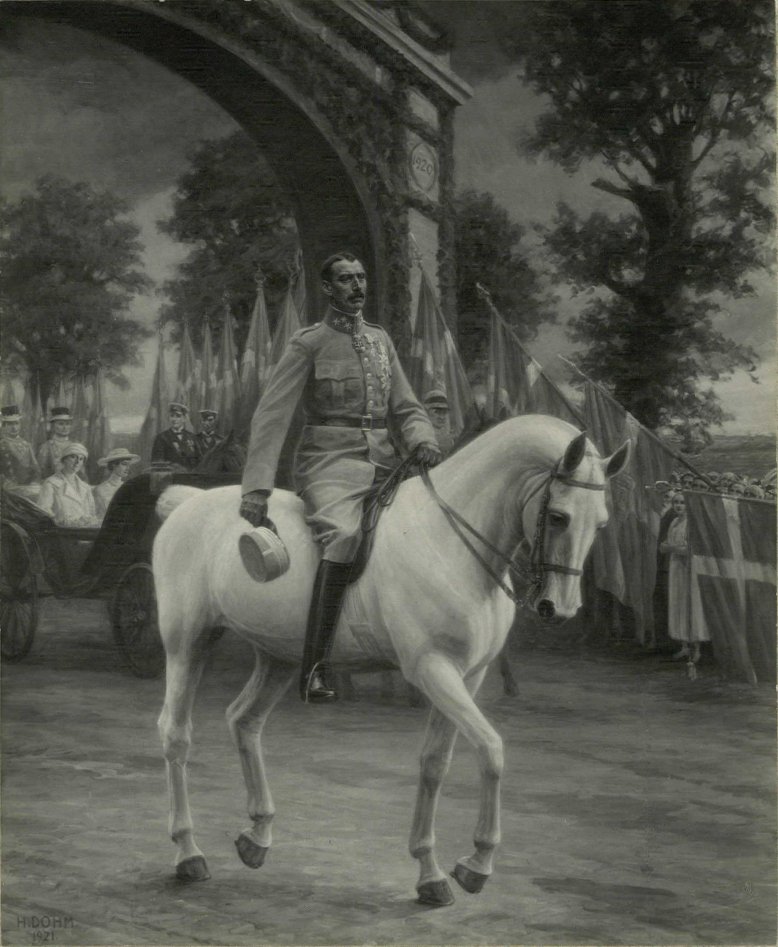 Christian X chevauchant à Grnsen 1920 après la réunification - Heinrich Dohm