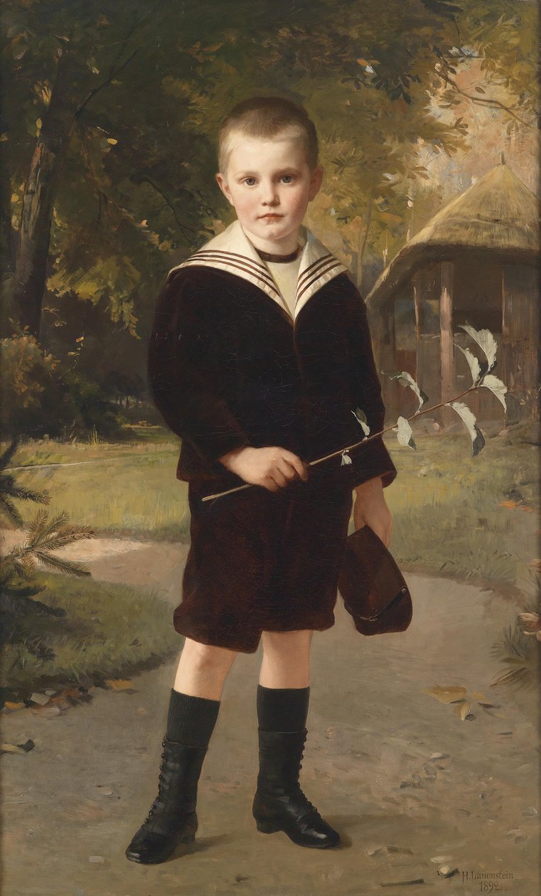 Garçon en costume de marin, signé, daté H. Lauenstein 1892 - Heinrich Lauenstein