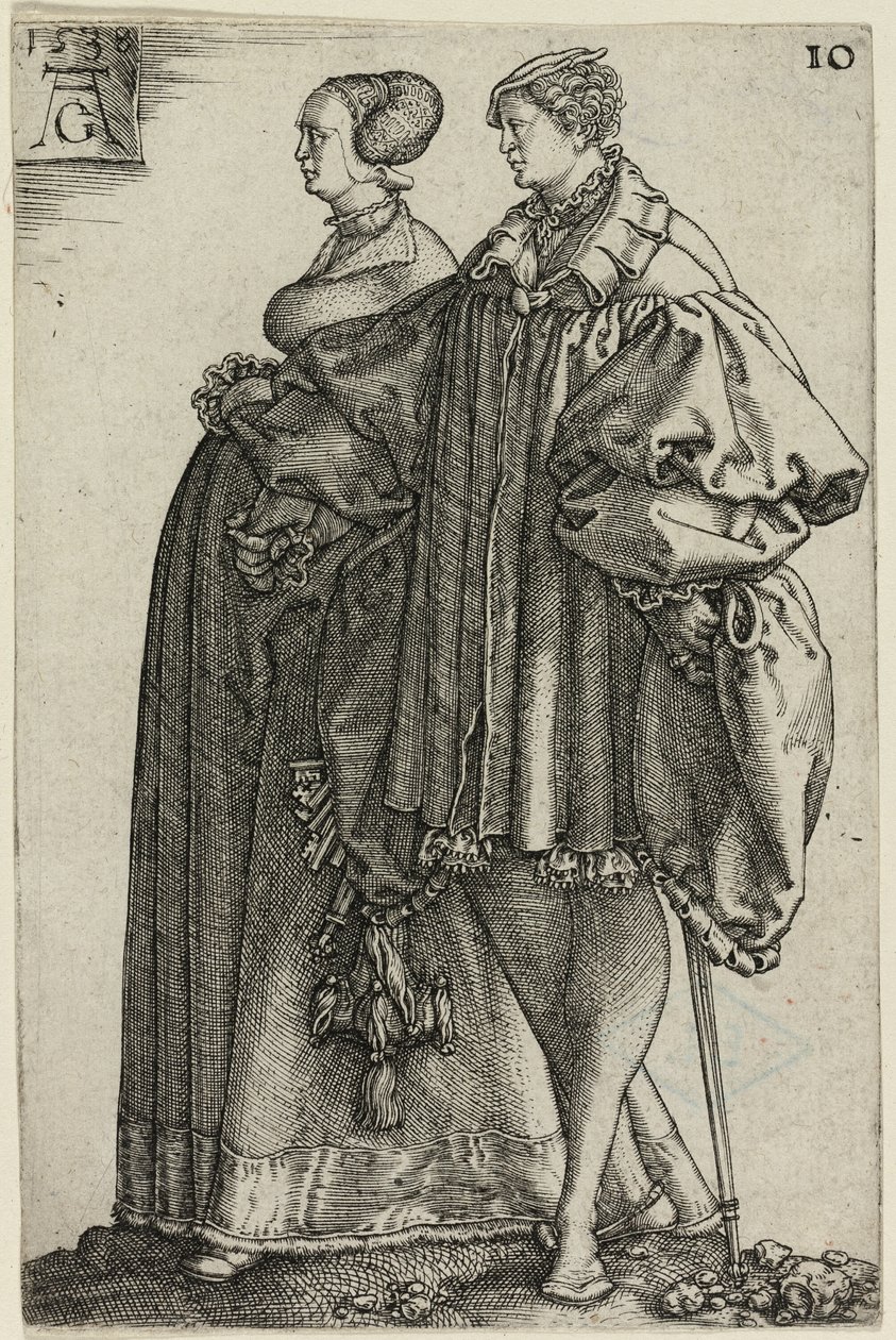 Couple dansant, planche dix de Les grands danseurs de mariage - Heinrich Aldegrever