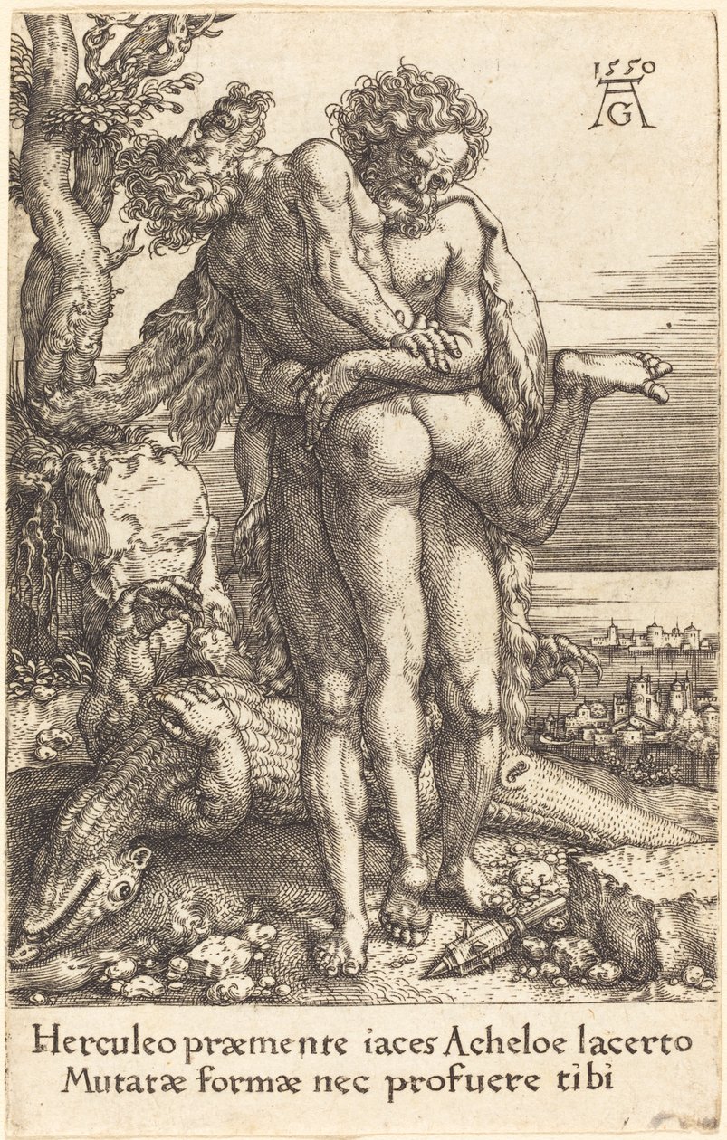Hercule combattant le dieu-fleuve Achelus - Heinrich Aldegrever