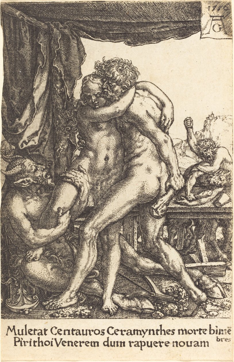 Hercule empêchant les centaures de violer Hippodamie - Heinrich Aldegrever