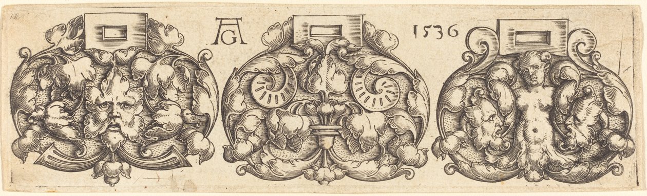 Trois boucles de ceintures côte à côte, 1536 - Heinrich Aldegrever