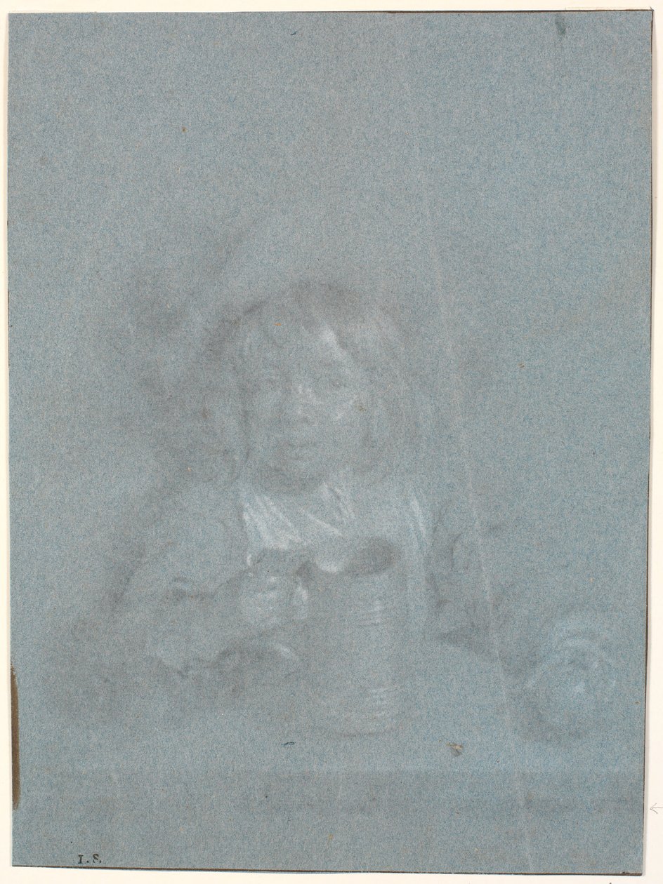 Un garçon à une table avec une pomme et une tasse dans les mains - Heinrich Dittmers