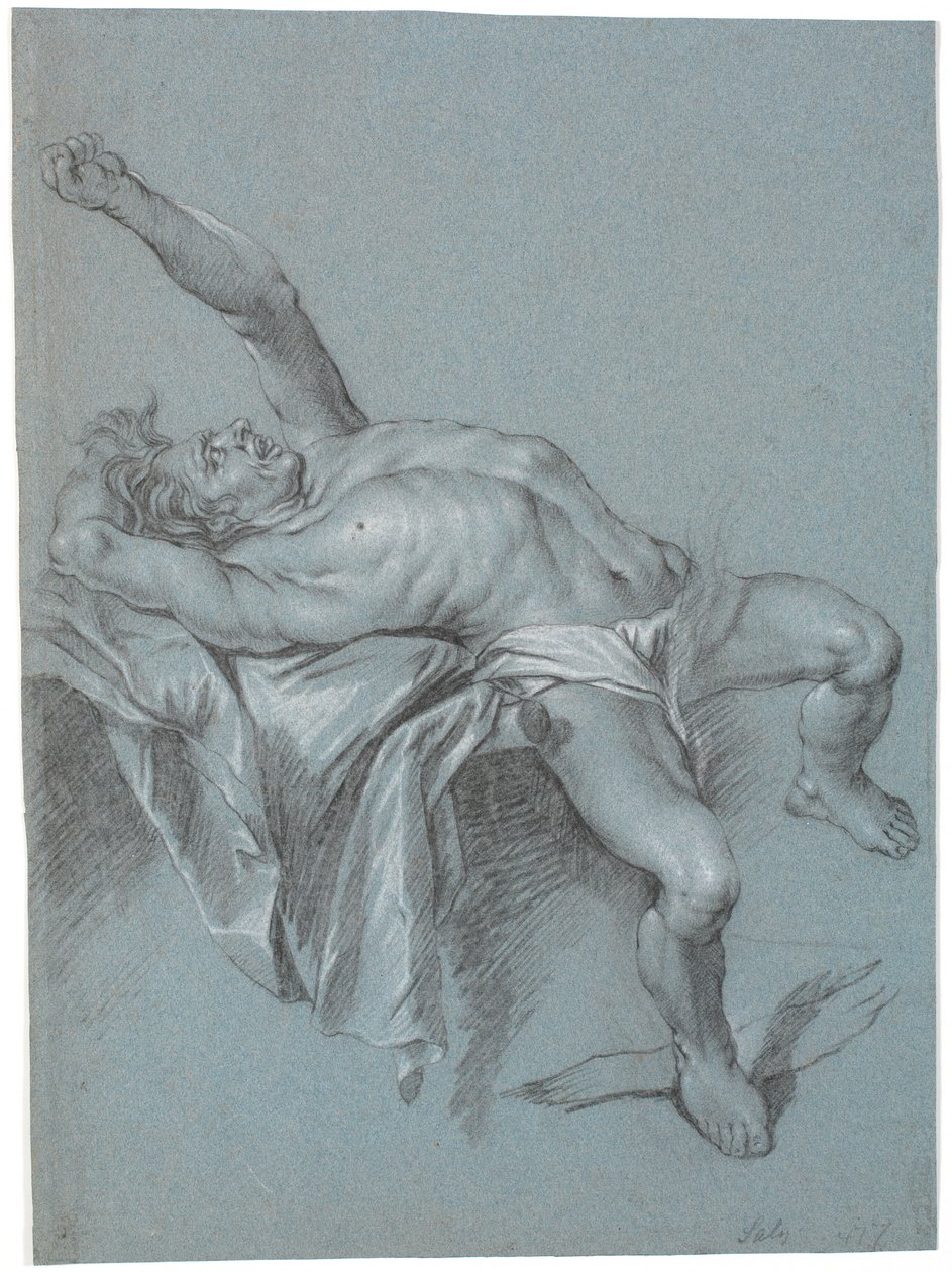Polyphème attaché? (Homme allongé, incliné en arrière, le bras gauche levé) - Heinrich Dittmers