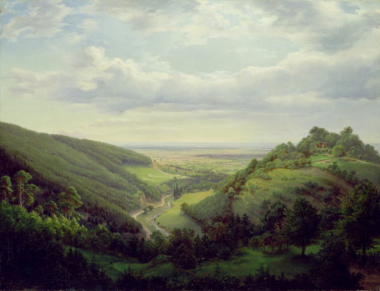 Vue du Château de Heilenberg à Jugenheim sur le Rhin, 1846 - Heinrich Schilbach