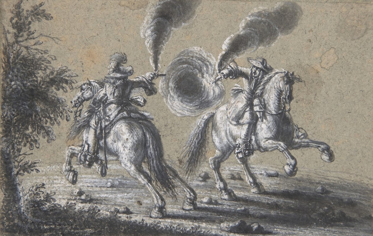 Deux cavaliers se tirant dessus - Heinrich Werdmuller