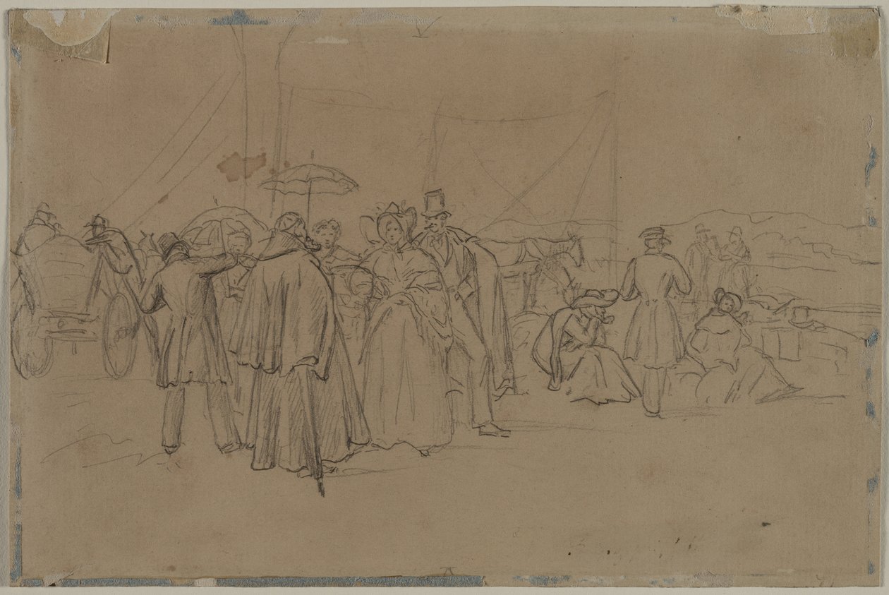 Passagers pour le bateau à vapeur du Rhin recto, deuxième ou troisième quart des années 1800 - Heinrich von Mayr