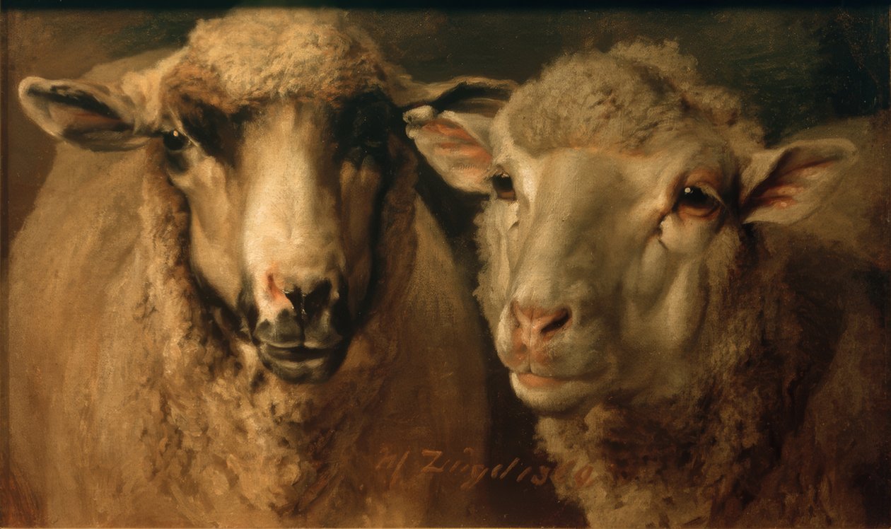 Deux moutons - Heinrich von Zügel