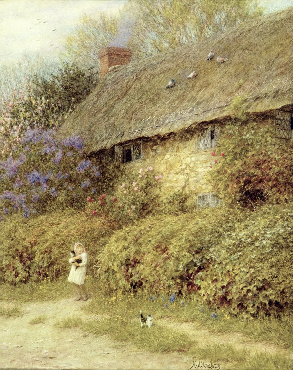 Vieille chaumière à Freshwater, île de Wight - Helen Allingham
