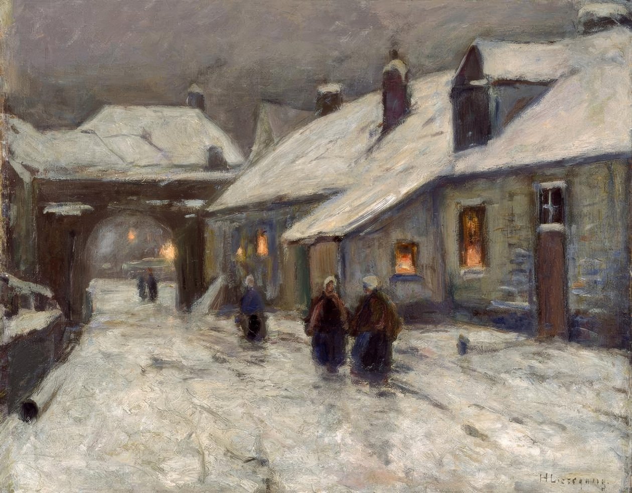 Rue de village en hiver - Helmuth Liesegang