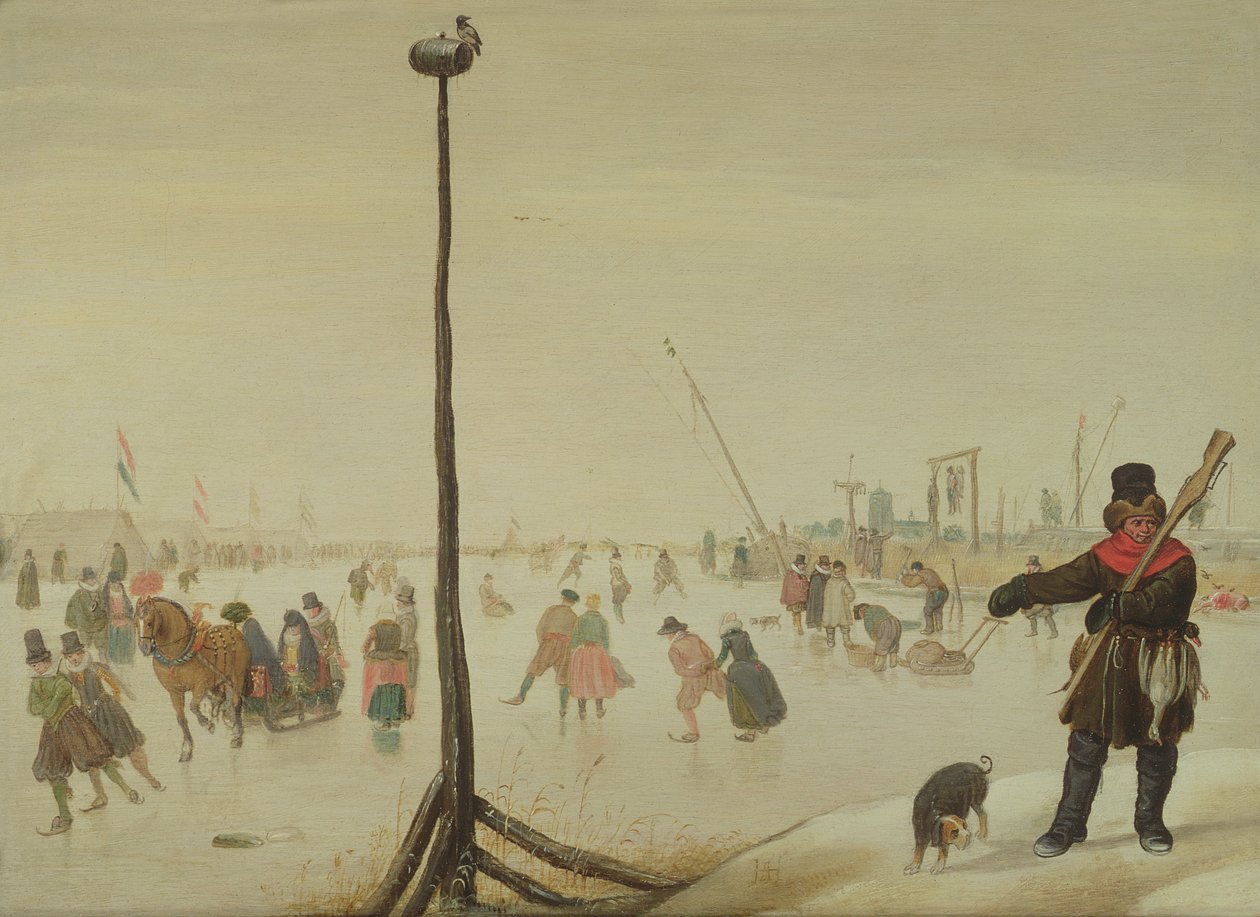 Un chasseur de canards et son chien dans un paysage d